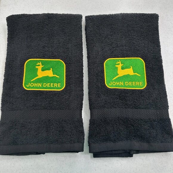 John Deere Tractor Towels Embroidered Hand Towel Set Bathroom Farm Decor - Picture 1 of 4